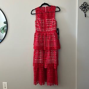 Lulu’s Red Crochet Lace Midi Dress